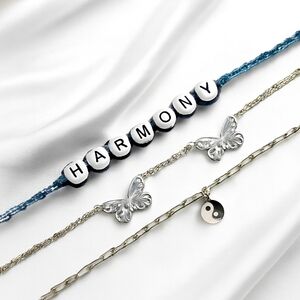 Harmony Charm Necklace Set – Butterfly & Yin-Yang Accents, Stylish Layered Jewel